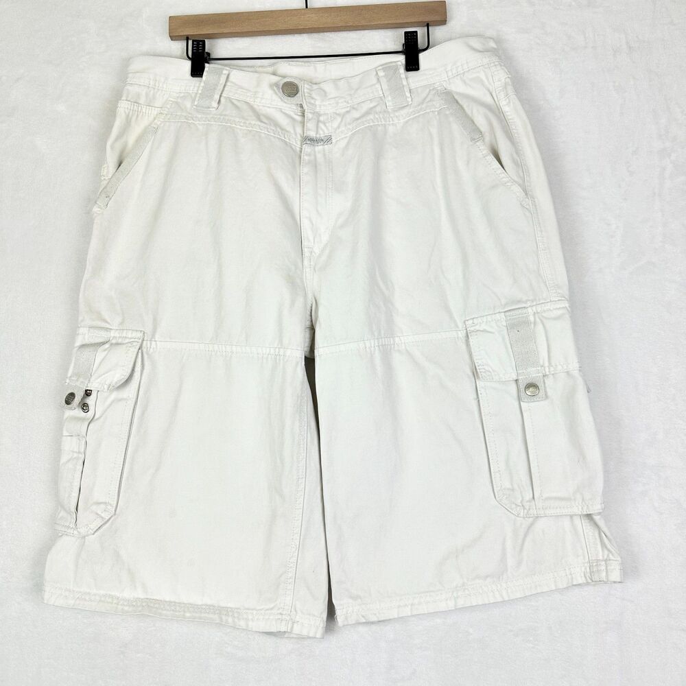 Marithe Francois Girbaud Vintage Cargo Shorts Size 38 White 90s Y2K Cotton